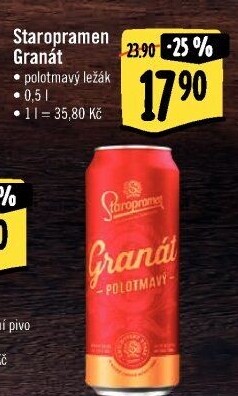 Pivo polotmavý ležák Granát Staropramen