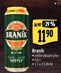 Pivo světlé výčepní 10° Braník