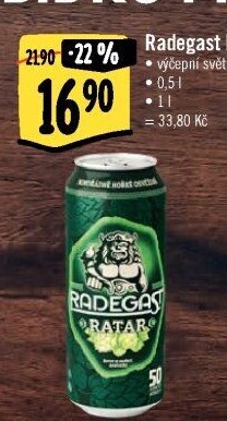 Pivo světlé výčepní Ratar Radegast