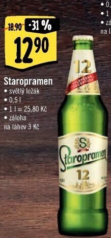 Pivo světlý ležák Staropramen