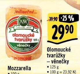 Sýr tvarůžky olomoucké věnečky A.W.