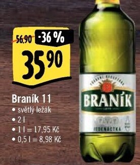 Pivo světlý ležák 11° Jedenáctka Braník