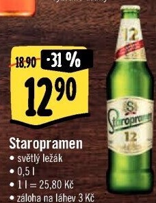 Pivo světlý ležák Staropramen