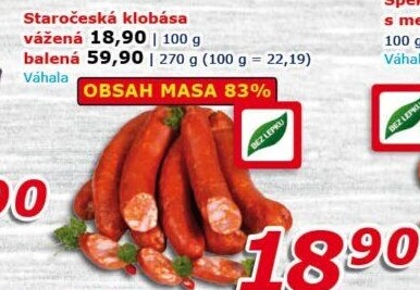 Staročeská klobása Váhala