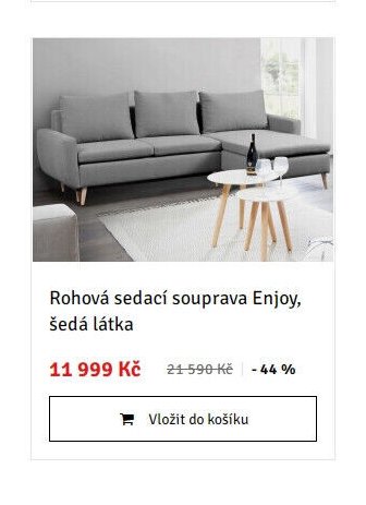 Rohová sedací souprava Enjoy, šedá látka - ASKO akcniletaky.com