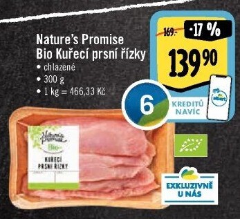 Kuřecí prsní řízky bio Nature'