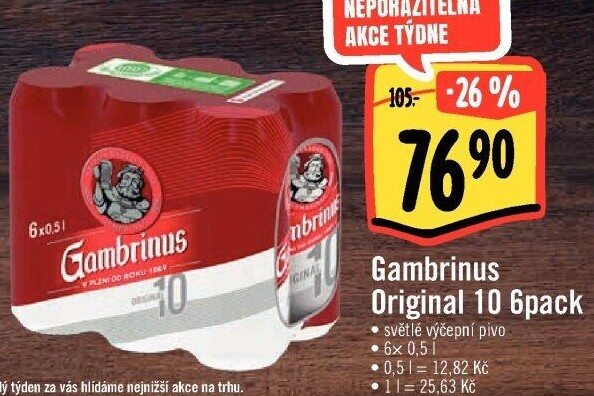 Pivo světlé výčepní Originál 10° Gambrinus