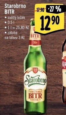 Pivo světlý ležák Bitr Starobrno