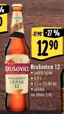 Pivo světlý ležák Královská 12° Krušovice