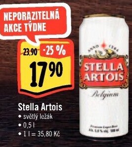 Pivo světlý ležák Stella Artois