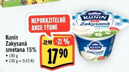 Zakysaná smetana Kunín 15%