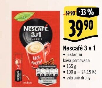 Instantní káva porcovaná 3v1 Nescafé