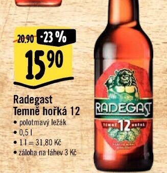 Pivo polotmavý ležák 12° Temně hořký Radegast
