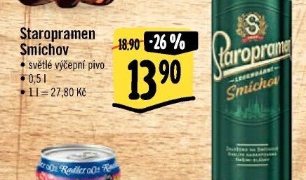 Pivo světlé výčepní 10° Smíchov Staropramen
