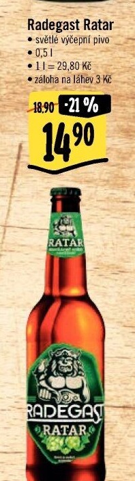 Pivo světlé výčepní Ratar Radegast