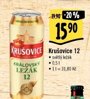 Pivo světlý ležák Královská 12° Krušovice