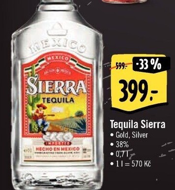 Tequila zlatá Reposado Sierra