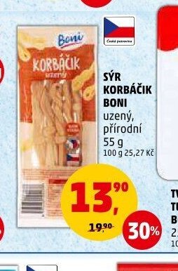SÝR KORBÁČIK BONI uzený, přírodní 55 g