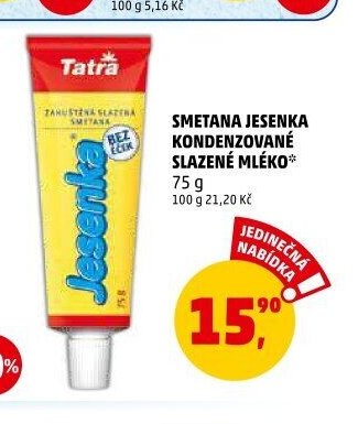SMETANA JESENKA KONDENZOVANÉ SLAZENÉ MLÉKO 75 g