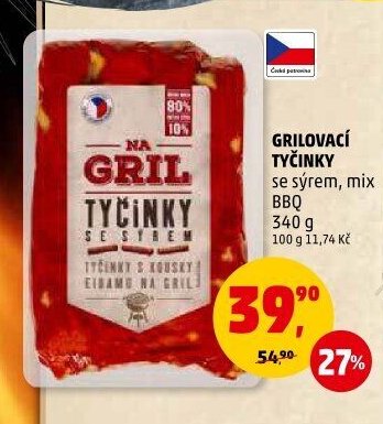 Grilovací tyčinky se sýrem, mix BBQ