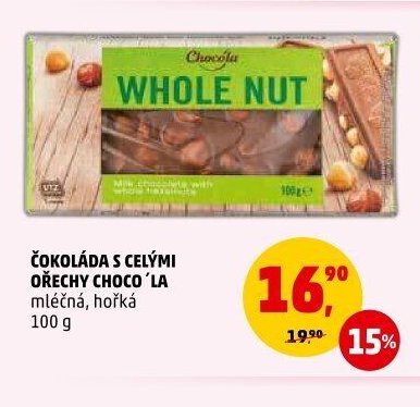 ČOKOLÁDA S CELÝMI OŘECHY CHOCO'LA