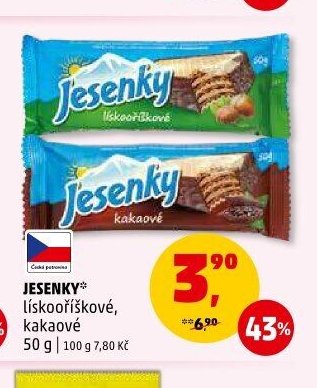 JESENKY lískooříškové, kakaové