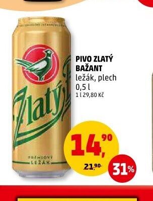 PIVO ZLATÝ BAŽANT ležák, plech