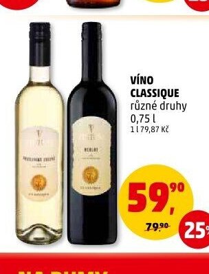 VÍNO CLASSIQUE různé druhy