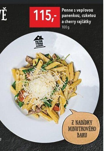 Penne s vepřovou panenkou, cuketou a cherry rajčátky