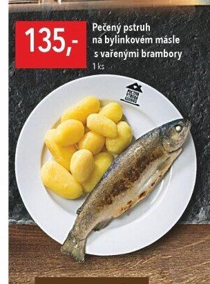 Pečený pstruh na bylinkovém másle s vařenými brambory