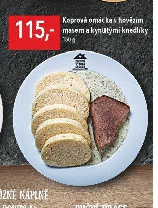 Koprová omáčka s hovězím masem a kynutými knedlíky