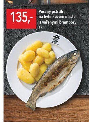 Pečený pstruh na bylinkovém másle s vařenými brambory