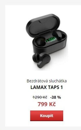 Bezdrátová sluchátka LAMAX TAPS 1