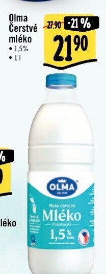 Mléko čerstvé Olma - 1,5% polotučné