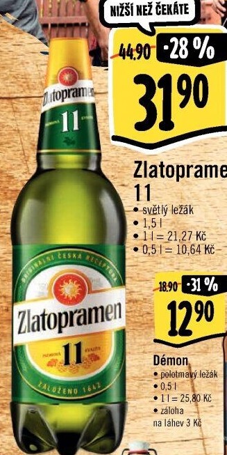 Pivo světlý ležák 11° Zlatopramen
