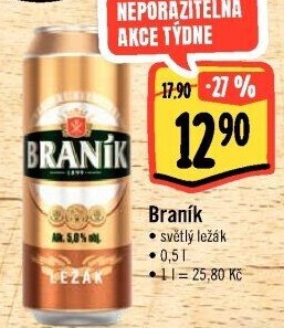 Pivo světlý ležák Braník