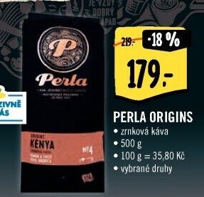 Zrnkové kávy Origins AH Perla