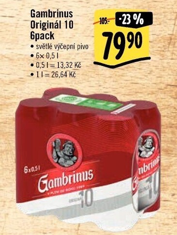Pivo světlé výčepní Originál 10° Gambrinus