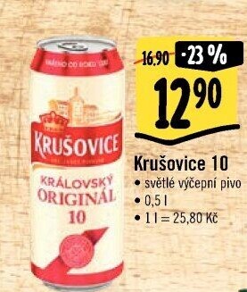 Pivo světlé výčepní Originál Královská 10° Krušovice
