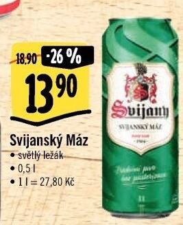 Pivo světlý ležák 11° Svijanský Máz Svijany