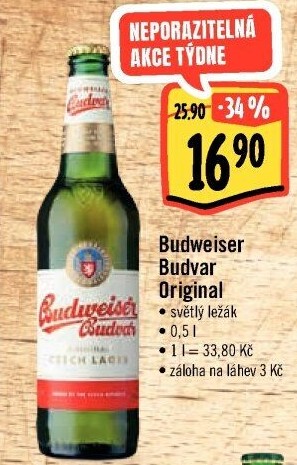Pivo světlý ležák B: Original Budweiser Budvar
