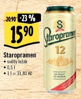 Pivo světlý ležák Staropramen