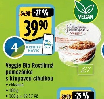 Pomazánka s křupavou cibulkou Veggie Bio Nature'