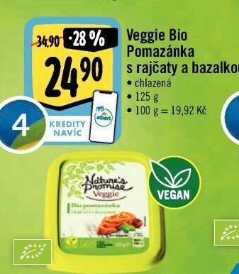 Pomazánka s rajčaty a bazalkou Veggie Bio Nature'