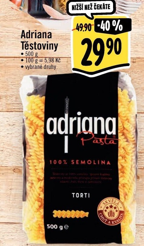 Těstoviny semolinové Adriana