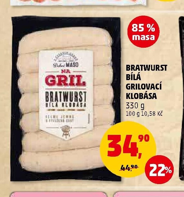 Bratwurst bílá grilovací klobása