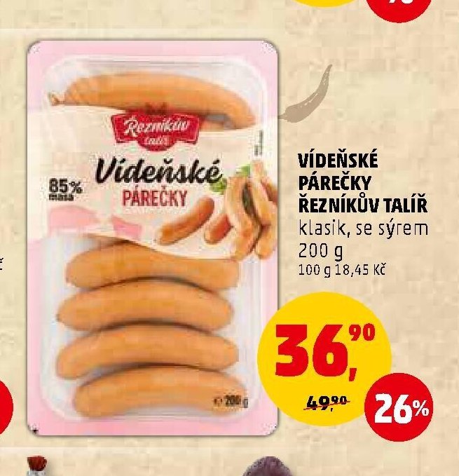 Vídeňské párečky Řezníkův talíř