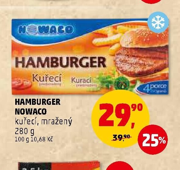 Hamburger Nowaco kuřecí, mražený