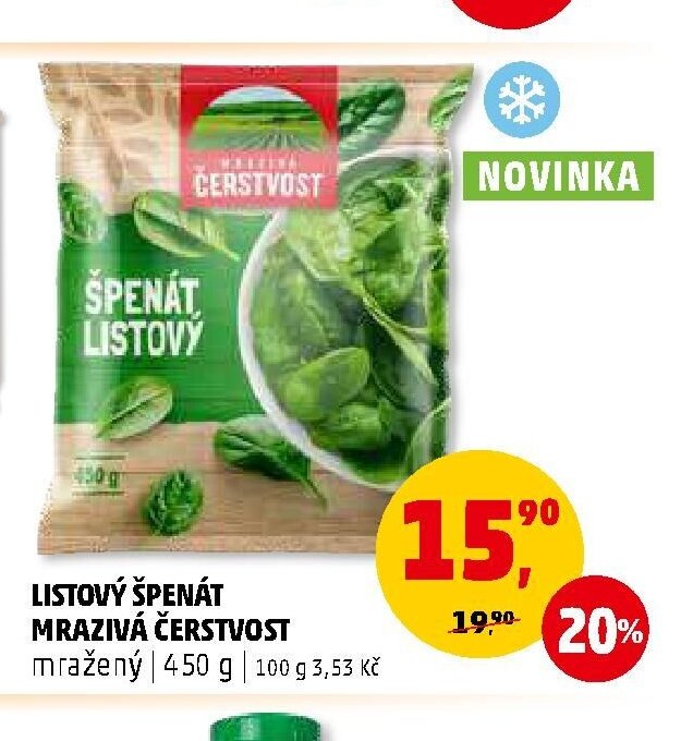 Listový špenát mrazivá čerstvost