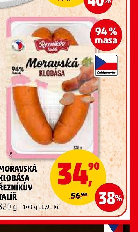 Moravská klobása Řezníkův talíř